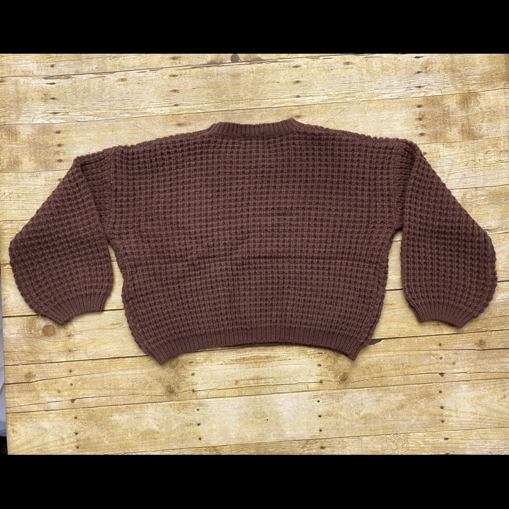 NWT Princes Polly KOBIE BALLON SLEEVE SWEATER BROWNsz S/M - Picture 5 of 6